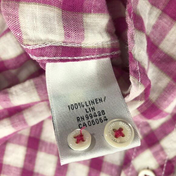 Bugatchi Button Shirt Mens Size XL Linen Shaped Fit Plaid Long Sleeve - Picture 8 of 16